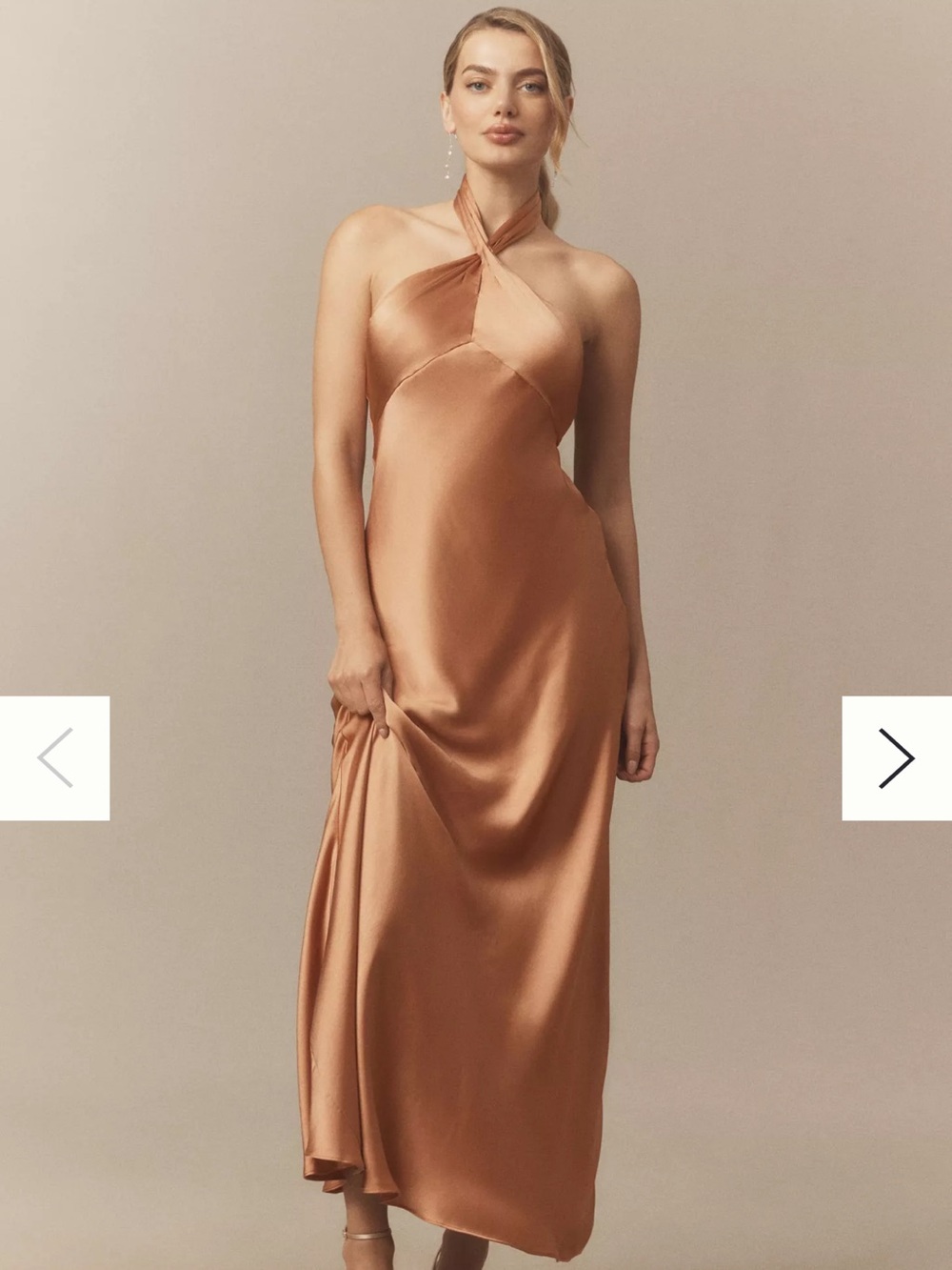 NWT Anthropologie BHLDN Selma Halter-Neck High Shine Satin Maxi Dress - Small